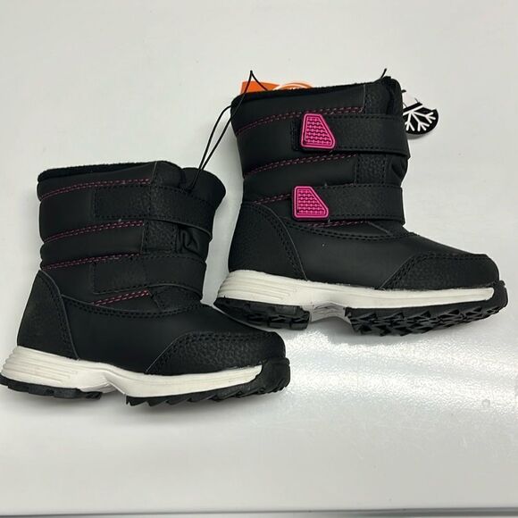 Wonder Nation Black White & Pink Skid Resistant Temperature Rated Winter Boots-8 - Picture 4 of 11